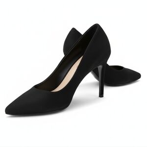 Black suede forever21 pointed high heels low heel